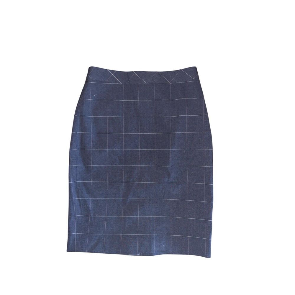 BANANA REPUBLIC Women‎ 100% Wool Pencil Skirt Back Vent  Window Pane Design 2